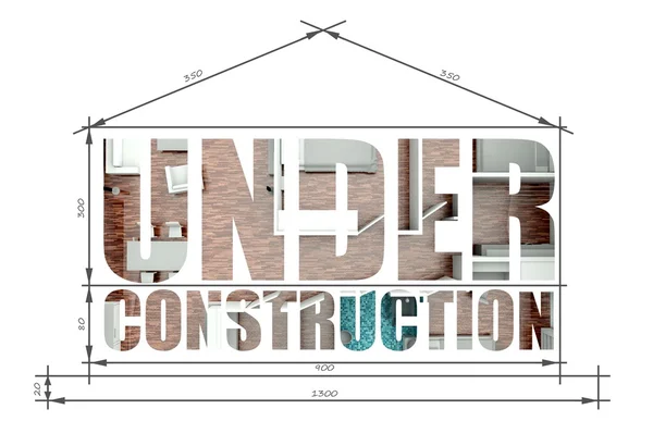 Under construction architectural illustration like house blueprint — Stock Photo, Image