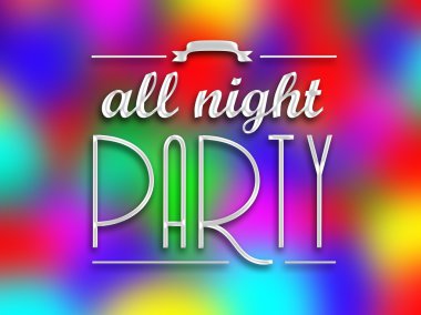 Bütün gece Parti Davetiyesi poster, renkli artalanları