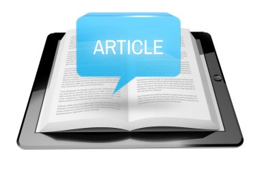 Article icon button above ebook reader tablet