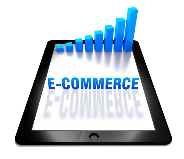 Gráfico 3d e e-commerce em tablet digital — Fotografia de Stock