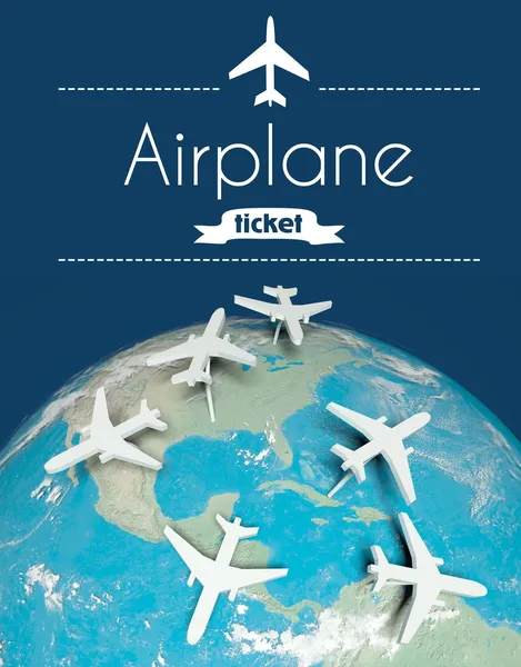 Έννοια εισιτηρίου αεροπλάνο, αεροπλάνα στη γη — Φωτογραφία Αρχείου