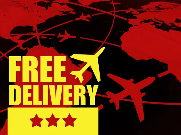 Concetto di trasporto di consegna gratuita, compagnie aeree nel mondo — Foto Stock