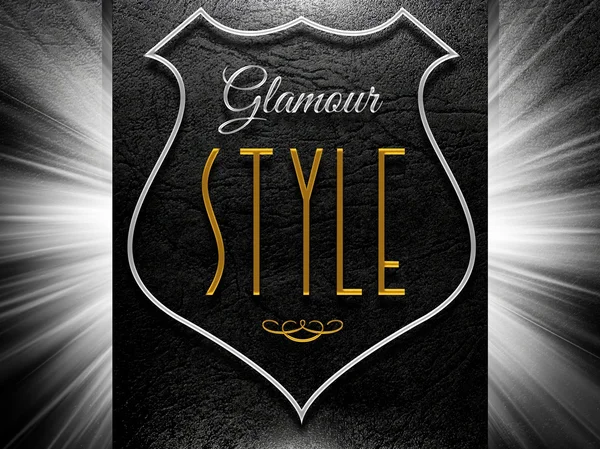 Glamour style sign on black leather — Stock Photo, Image