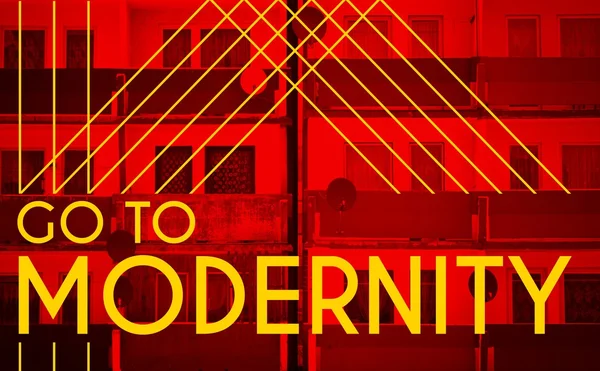 Go to modernity, Architecture design modern poster — Stock Photo, Image