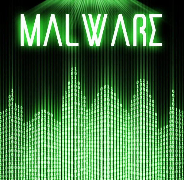 Malware-val cyber bináris kód technológia — Stock Fotó