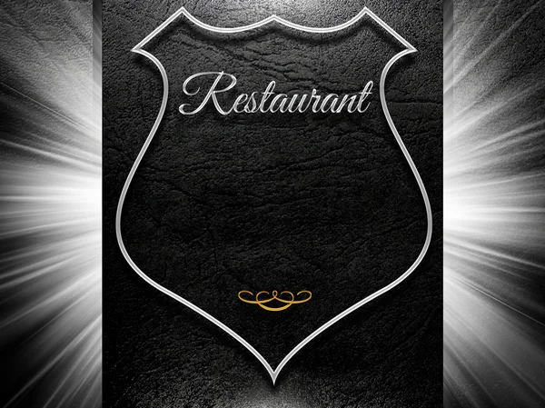 Restaurant sign on leather with copy space — Stock Photo, Image