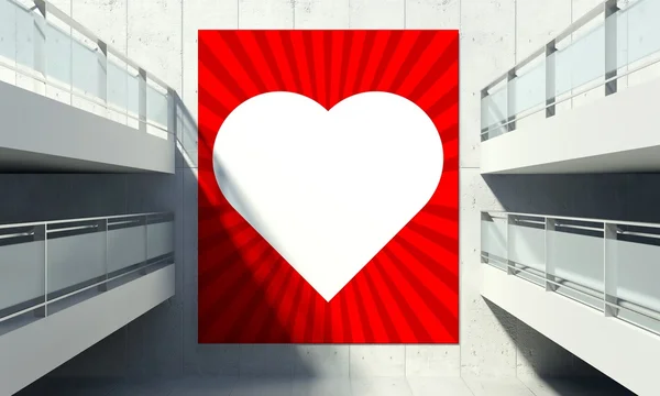 Cartaz do Dia dos Namorados na parede na loja interior — Fotografia de Stock