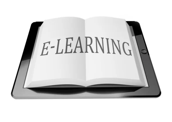 E-learning con ebook en tableta digital — Foto de Stock