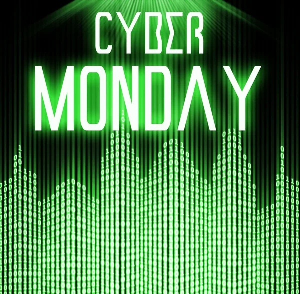 Cyber monday with matrix binary code technology — Stock Photo, Image