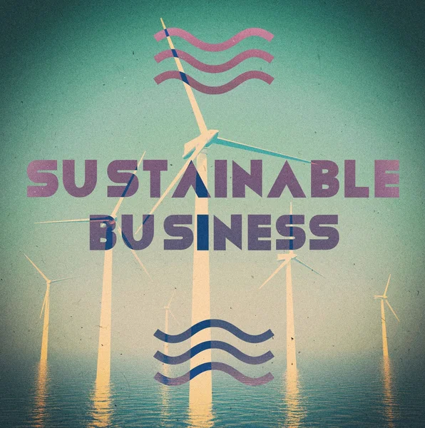 Wind farm grön energi grunge vintage affisch — Stockfoto