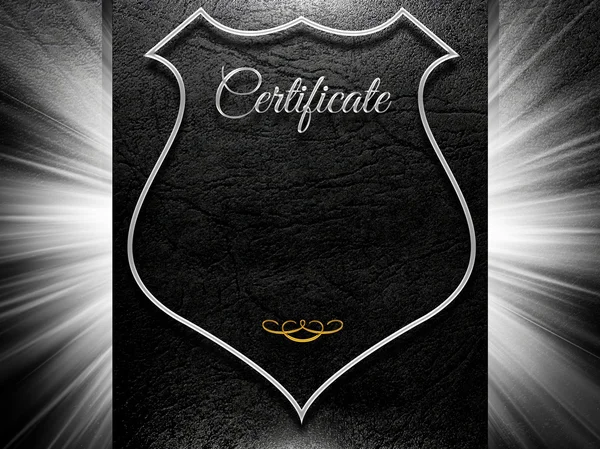 Знак сертификата на кожаном фоне с копировальным пространством — стоковое фото