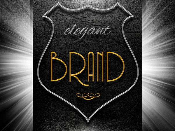 Elegant Brand sign on black leather — Stock Photo, Image