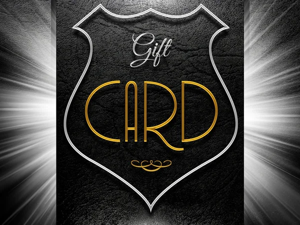 Gift card sign on black leather — Stock Photo, Image