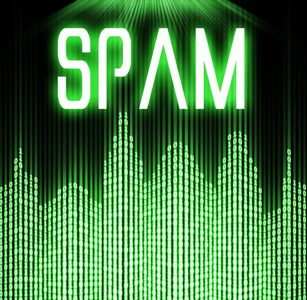 Spam met cyber binaire code achtergrond — Stockfoto