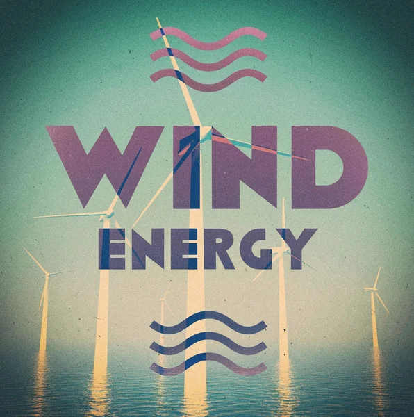 Wind energy grunge vintage poster — Stock Photo, Image