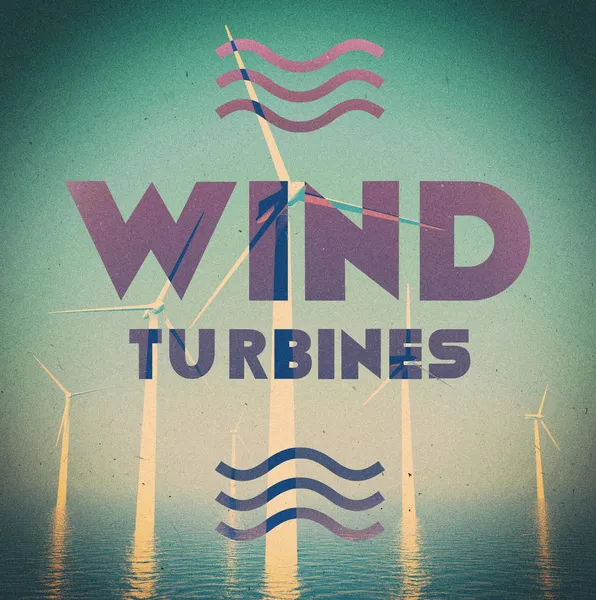 風エネルギー グランジ、ビンテージ ポスター — ストック写真