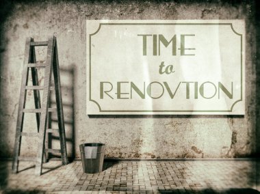 Refurbishment on building wall, Time to renovation clipart