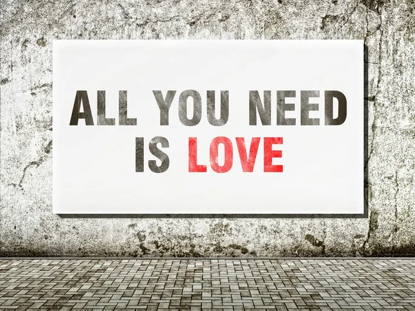 All you need is love, words on wall — Stock Photo, Image