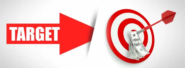 Business target, success arrow with money — Stock Photo, Image