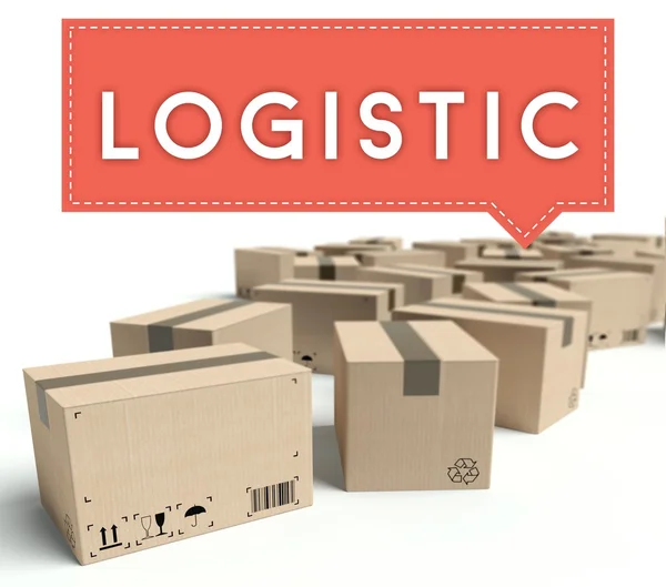 Logistik und Pappkartons zum Versand bereit — Stockfoto