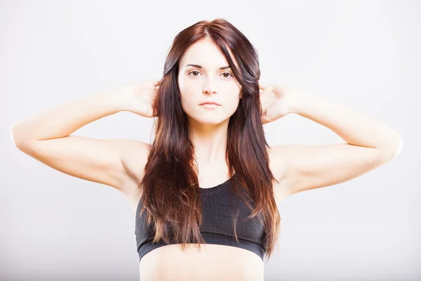 Attractive young fit woman, exercising — Stock Photo, Image