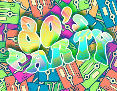80 lerin parti retro kavramı, VINTAGE poster tasarımı