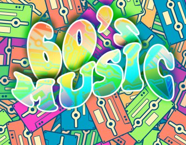 60'ların müzik retro kavramı, VINTAGE poster tasarımı