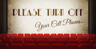 Lütfen eski retro sinema ekran cep telefonu kapatın