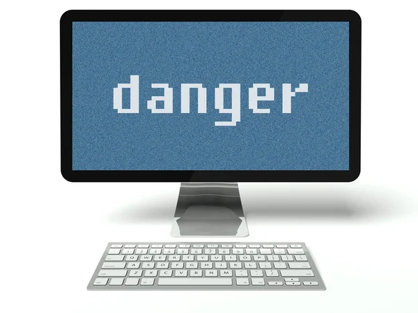 Tela LCD digital do computador do perigo — Fotografia de Stock