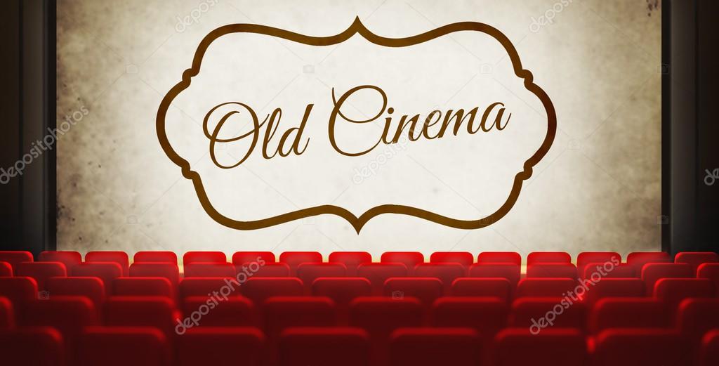 Vintage movie screen in old retro cinema