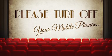 Lütfen eski retro sinema ekran cep telefonu kapatın