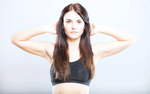 Attractive young fit woman, exercising — Stock Photo, Image