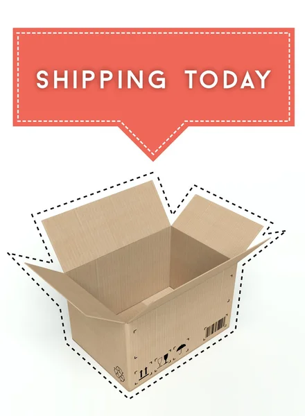 Envío hoy concepto de caja de cartón abierta — Foto de Stock