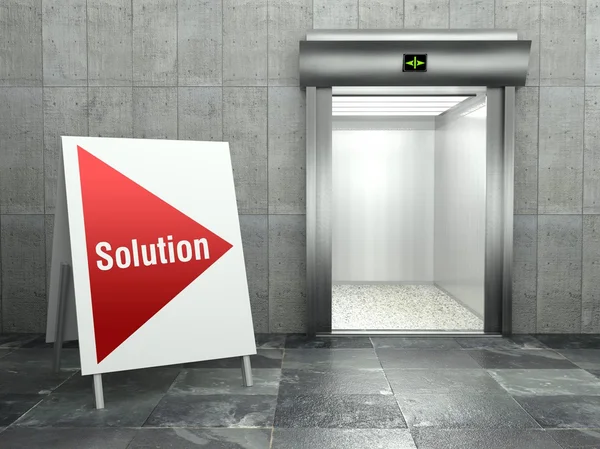 业务解决方案。现代电梯的扇敞开的门 — 图库照片