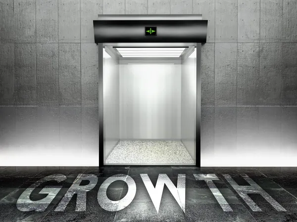 Growth. Modern elevator with open door — Stock Photo, Image