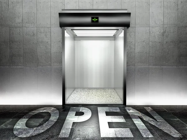 Moderne lift met open deur — Stockfoto