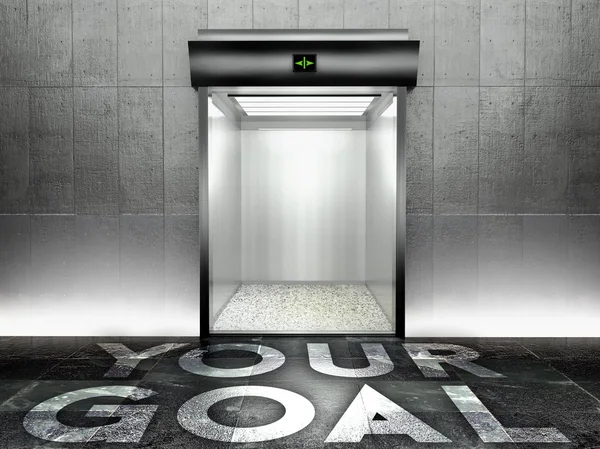 Twój cel. nowoczesne windy z otwartych drzwi — Zdjęcie stockowe