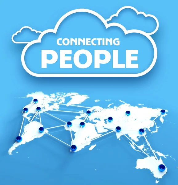 Connecting people over communication world map — Stock Photo, Image