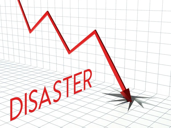 Disaster chart, crisis and down arrow — Stock Photo, Image