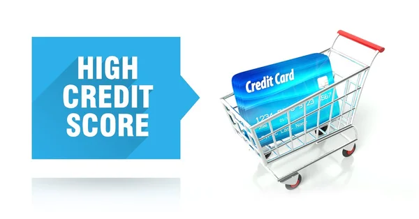 Alta puntuación de crédito con carrito de compras — Foto de Stock