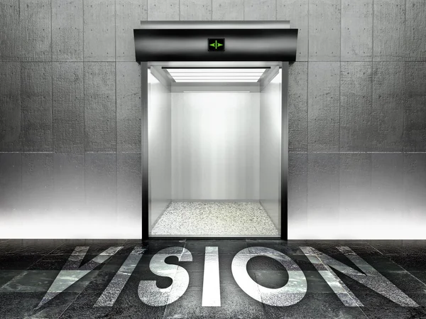 ビジョンのコンセプトです。開いたドアと近代的なエレベーター — ストック写真