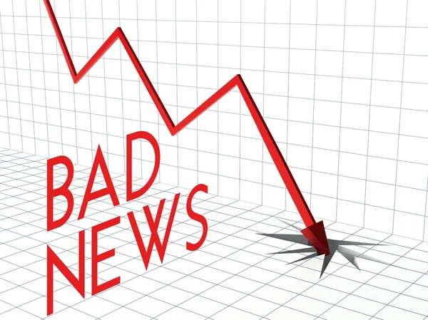 Bad news chart crisis and down arrow — Stock Photo, Image