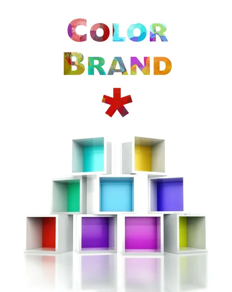 Kleur merk met kleurrijke 3d ontwerp illustratie — Stockfoto