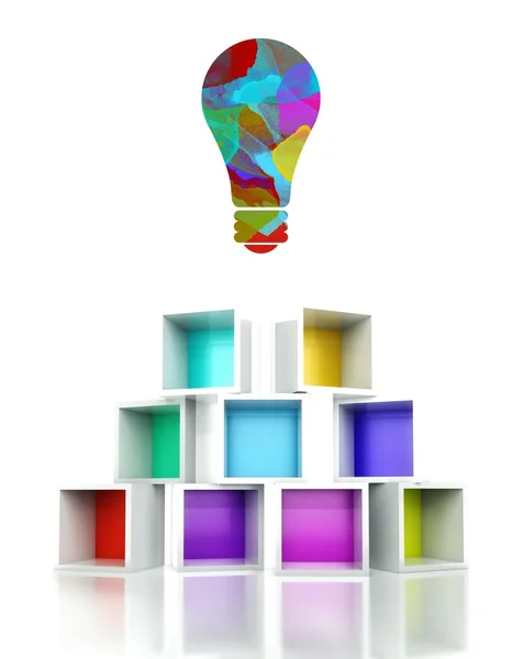 Lampadina simbolo creativo, colorato design 3d — Foto Stock