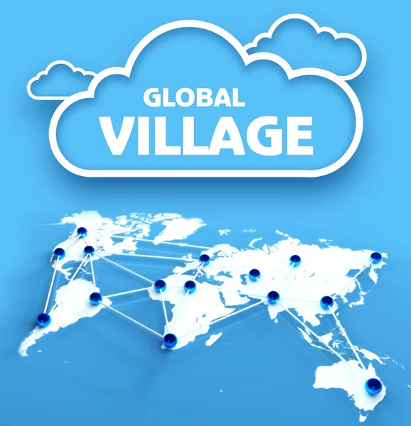 Global village, de kaart van de wereld van de communicatie — Stockfoto