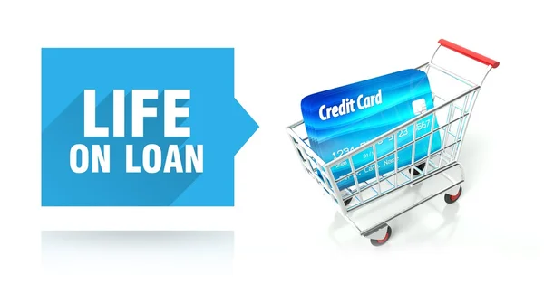 Life on loan. credit card and shopping cart — Stock Photo, Image