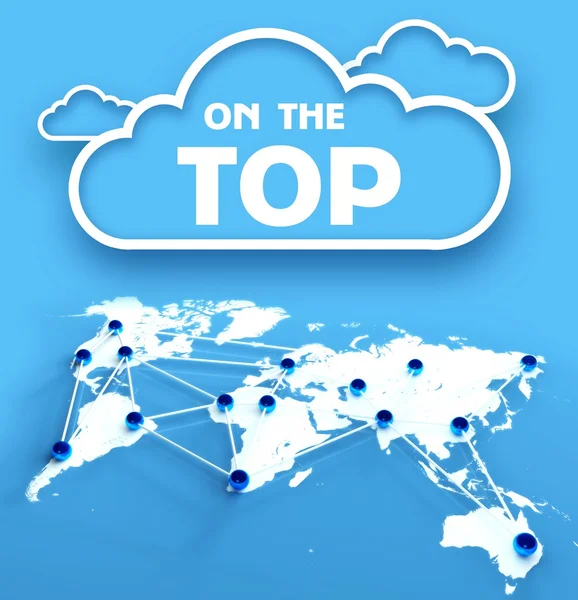 On the top over communication world map — Stock Photo, Image