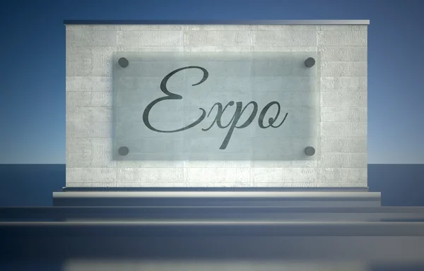 Expo-Schild auf Steinsockel — Stockfoto