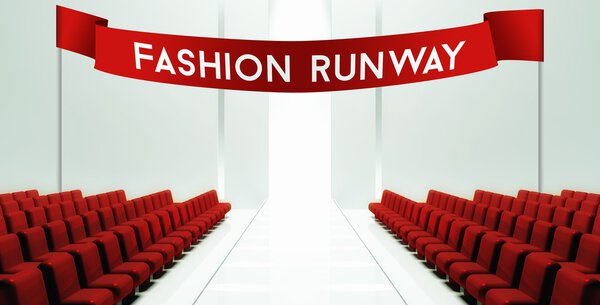 Fashion runway slogan, empty catwalk background