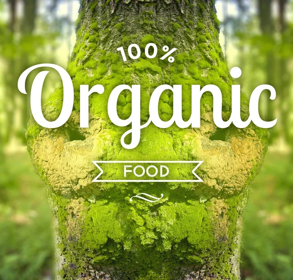 Organic food slogan on tree ecology concept — Stock Photo, Image